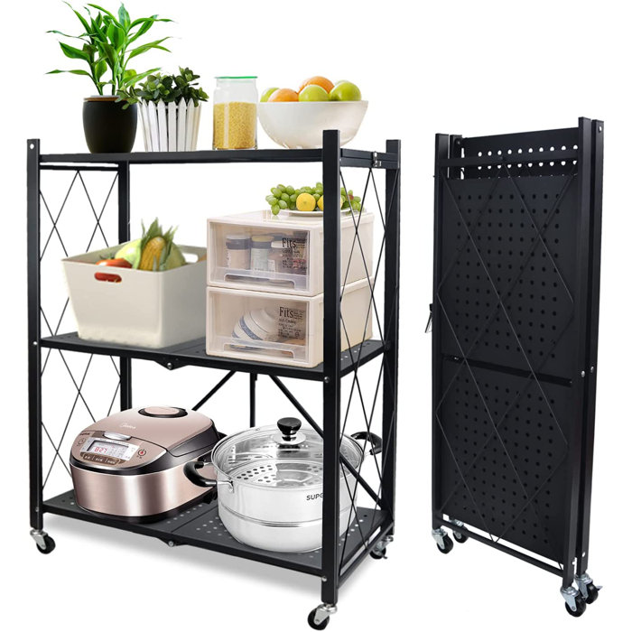 Rebrilliant Storage Shelves, 3Shelf Foldable Metal Shelving Units 28